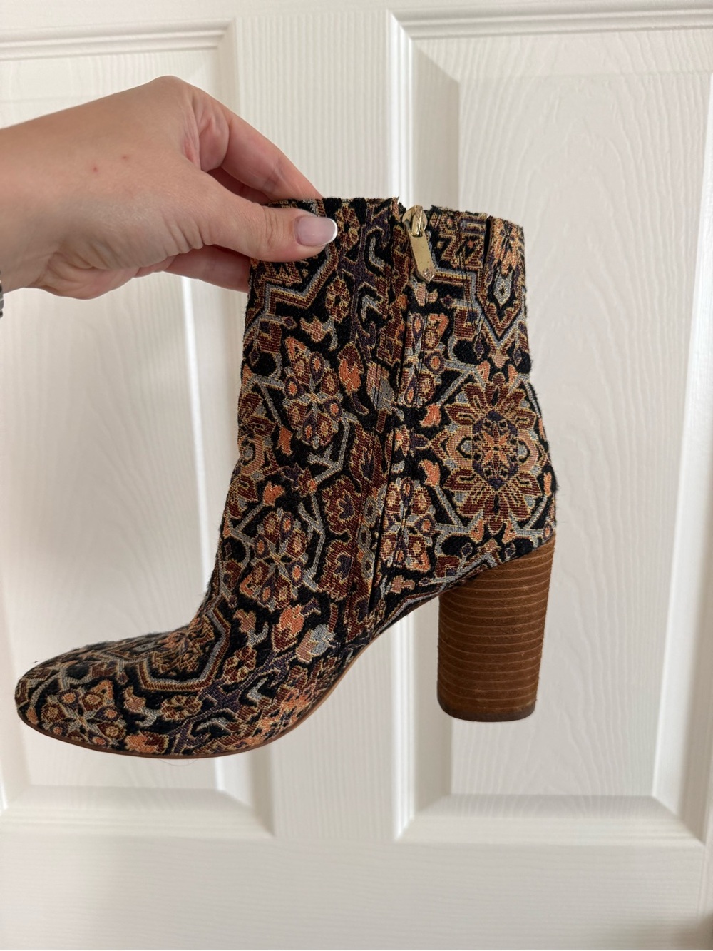 Sam Edelman Tapestry Ankle Boots in Black and Brown - Picture 3 of 4